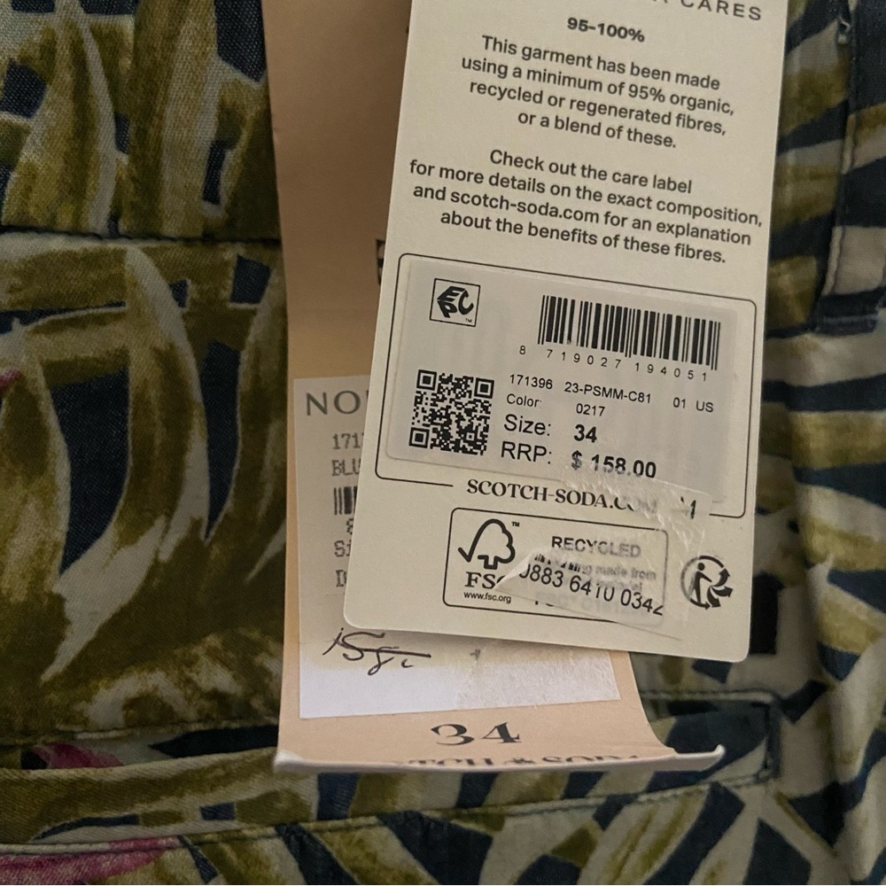 New! Scotch & Soda Twilt loose fit Hawaiian floral shorts nwt 28727 - Picture 11 of 11